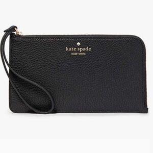 NWT Kate Spade  Lucy BLACK Medium L-ZIP WRISTLET